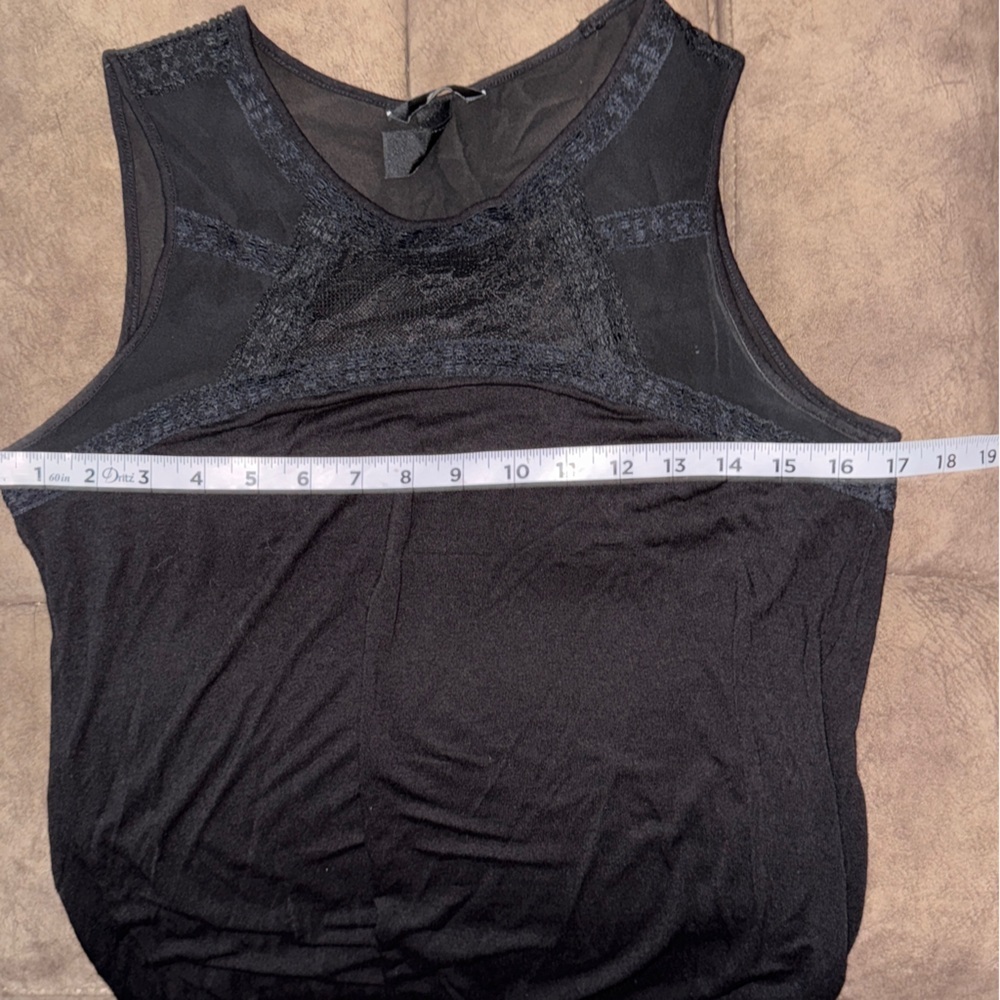 H&M Rayon & Sheer Chiffon Net Upper Chest & Back Tank Top, Black, Women’s Sz S - Picture 9 of 9